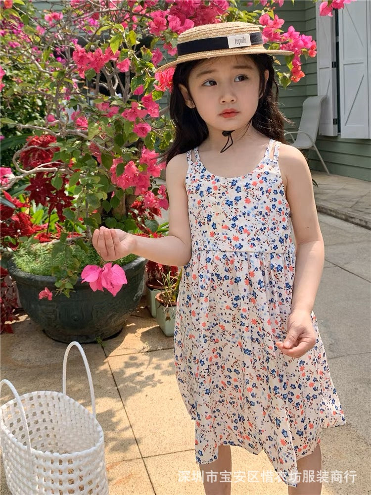 23053002女童夏裝網紅碎花連衣裙