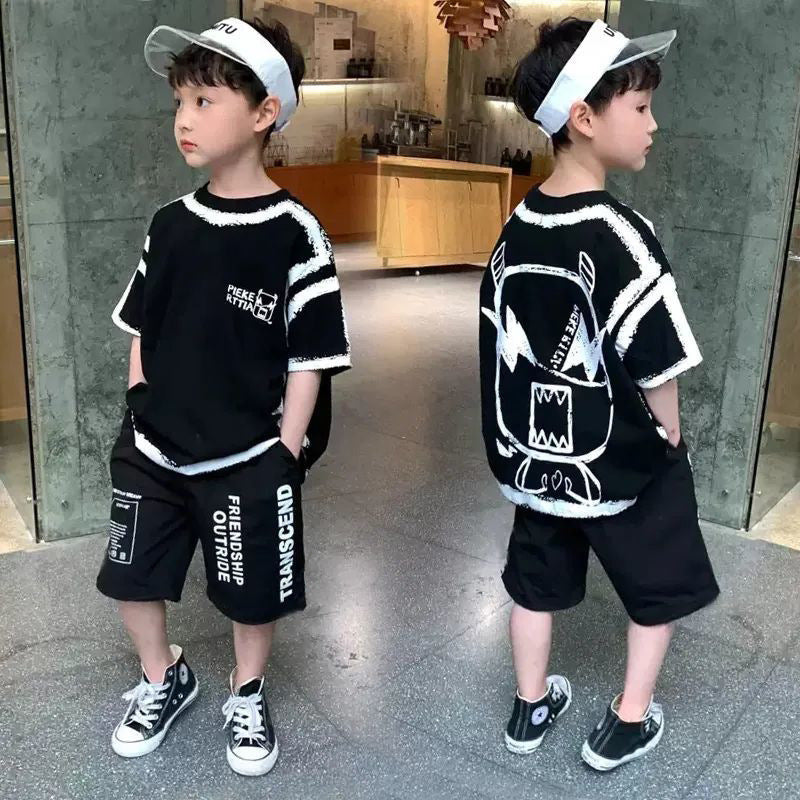 FC24040718男童T卹短袖夏季純棉2024新款兒童裝夏裝網紅炸街半袖上衣大男孩(9-12天到貨)