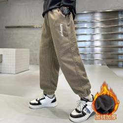 FD24010403男童褲子春秋款兒童運動長褲大童男孩一體絨燈芯加絨休閒