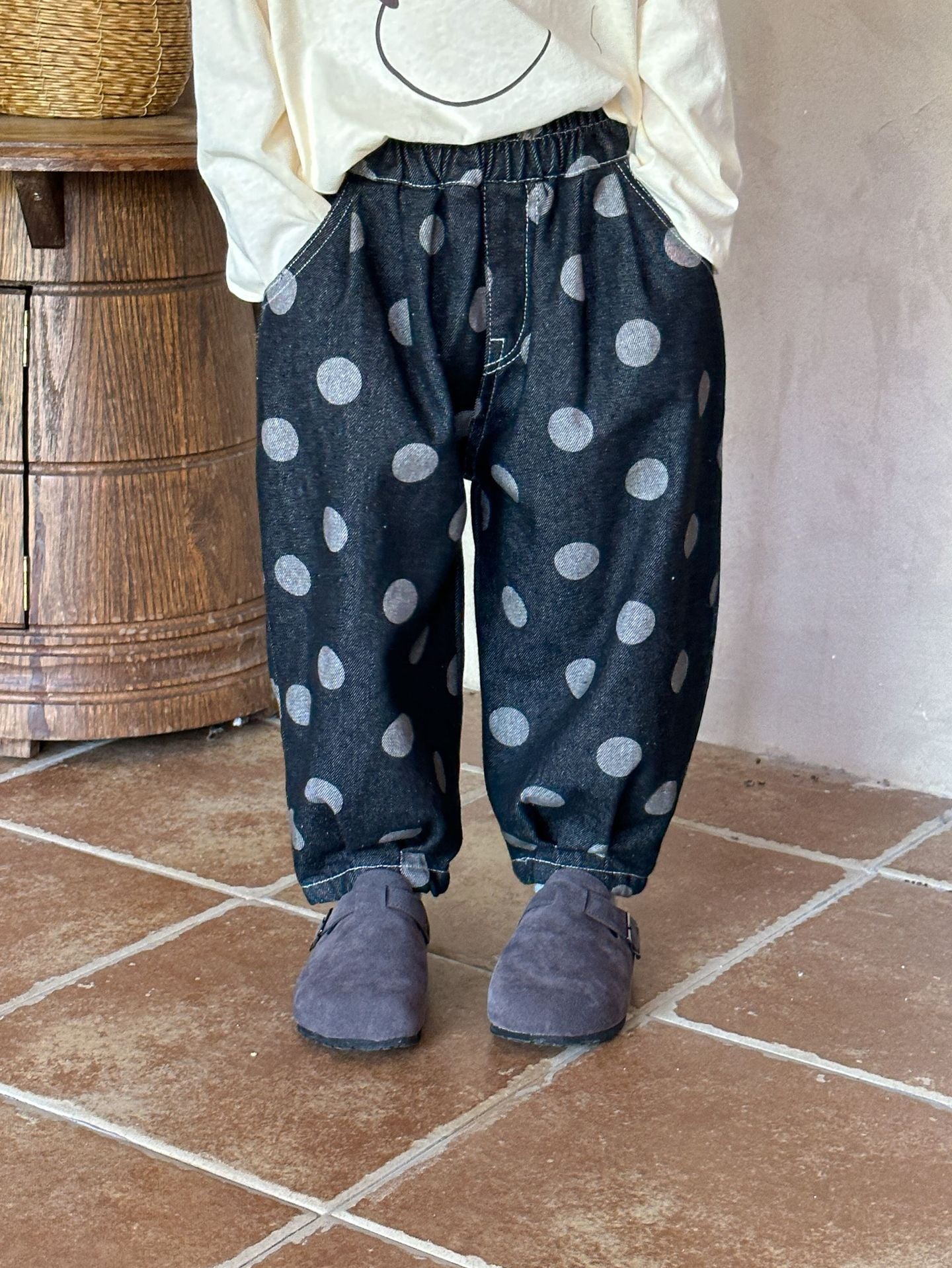 Z25020913男童搭子休閒兒童秋裝2025新款春秋季寶寶波點女童背帶