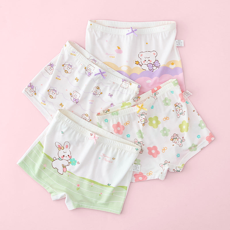 Z25040120女童莫代爾平角內褲兒童四角女寶寶短褲中大童小女孩冰絲夏季薄款