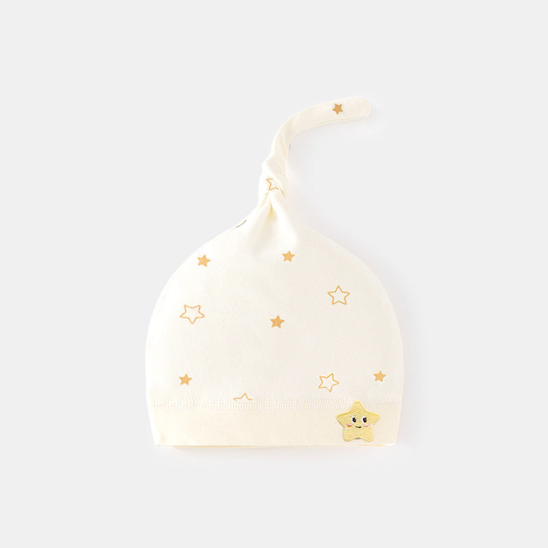 GJ25102113新生嬰兒帽子秋冬胎帽初生寶寶春秋護鹵門帽0-6個月波點純棉帽