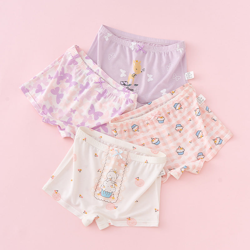 Z25040120女童莫代爾平角內褲兒童四角女寶寶短褲中大童小女孩冰絲夏季薄款