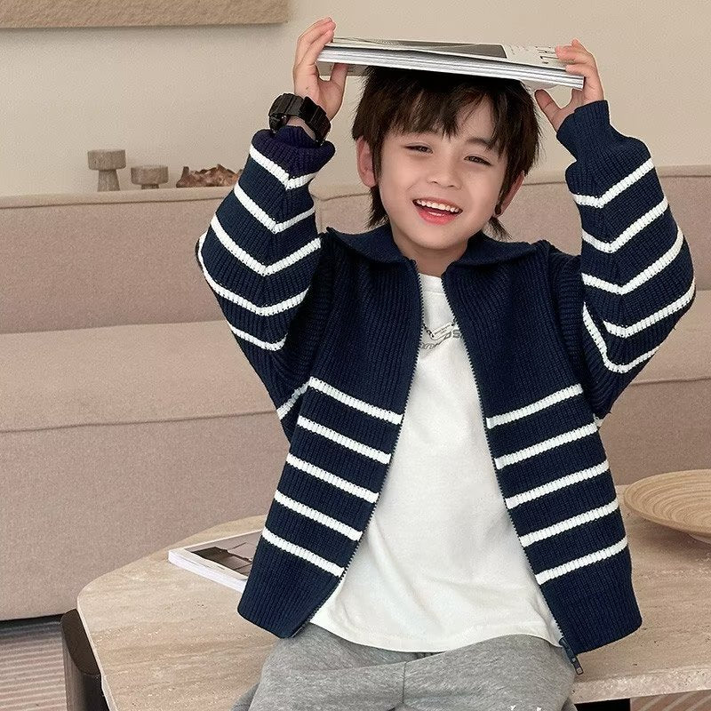 FD24010418童裝男童開衫毛衣秋冬款2023新款兒童秋冬季男孩針織衫中大童外套