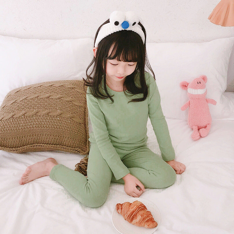 J23113005兒童A類睡衣套裝23秋冬女童秋衣秋褲男童小寶寶純棉長袖家居服