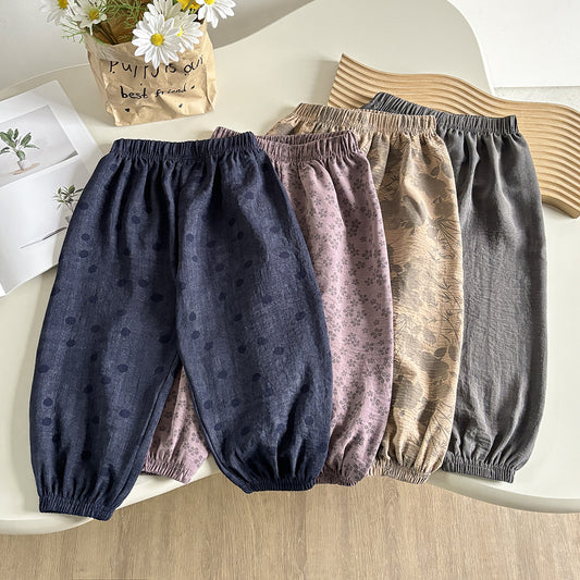 CD25050305兒童夏季防蚊褲薄款女童中大童寬鬆冰絲男寶抖抖褲休閒燈籠褲