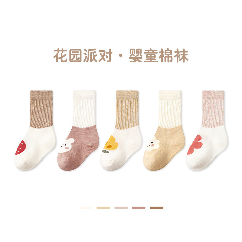 Z24032303春季無骨女寶寶中筒草莓新生兒襪子棉可愛新生兒襪子(5雙起批)