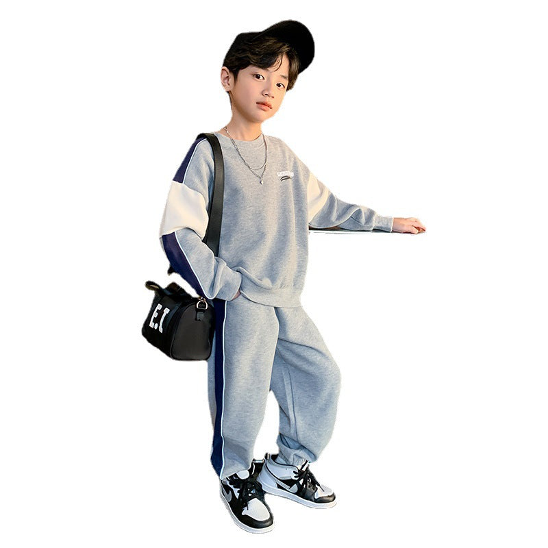 FC23120715男童春裝套裝兩件式2023新款春季秋季兒童帥氣衛衣運動服春秋款潮衣(9-12天到貨)