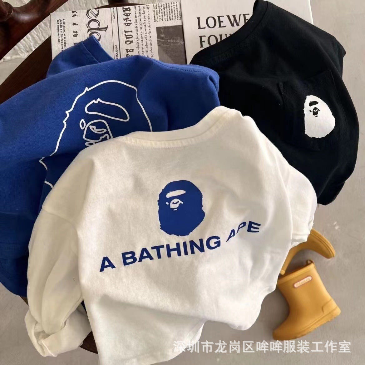 Z25030918兒童純棉長袖打底衫春季秋季中小童簡約上衣T恤男童女童潮流衣服