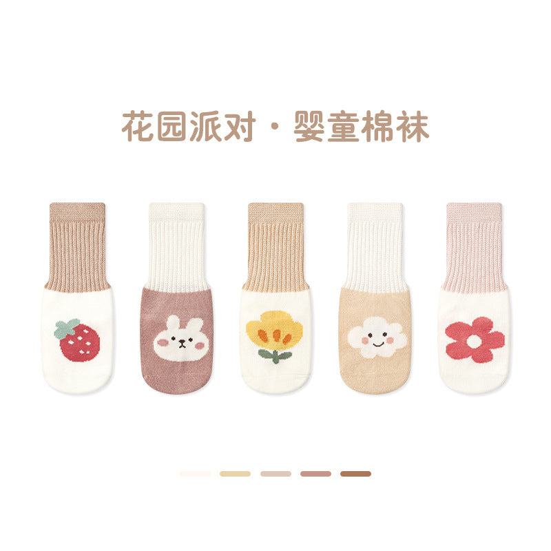 Z24032303春季無骨女寶寶中筒草莓新生兒襪子棉可愛新生兒襪子(5雙起批)