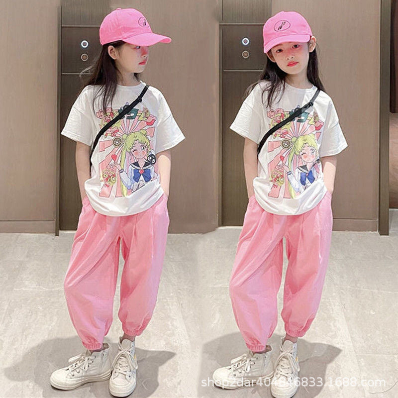 FG25053018女童夏裝2025新款短袖t卹夏款中大童洋氣時髦衣服兒童夏季套裝潮