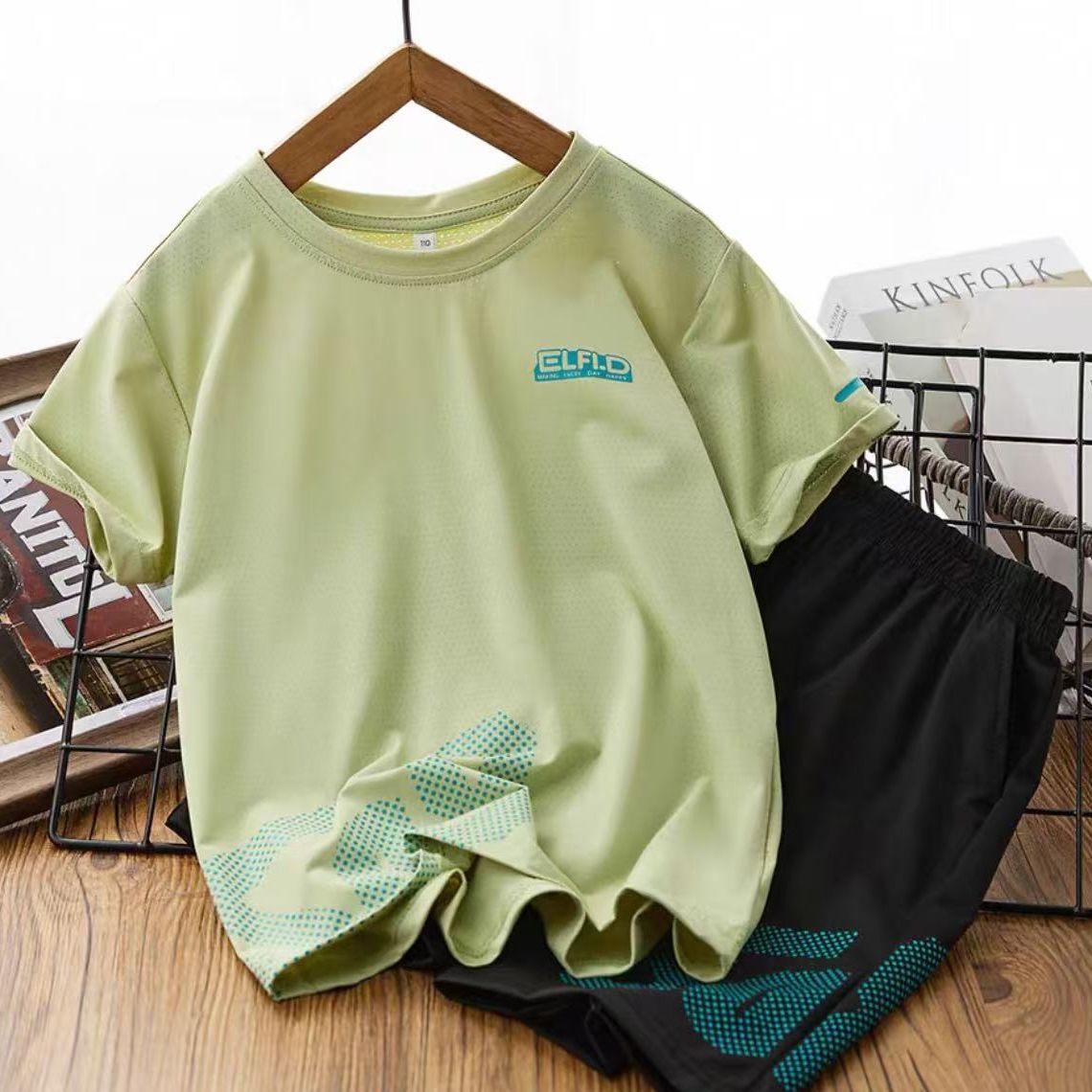 CD25050313兒童短袖球服套裝男童運動服女童速乾透氣短褲中大童寶寶童裝批發