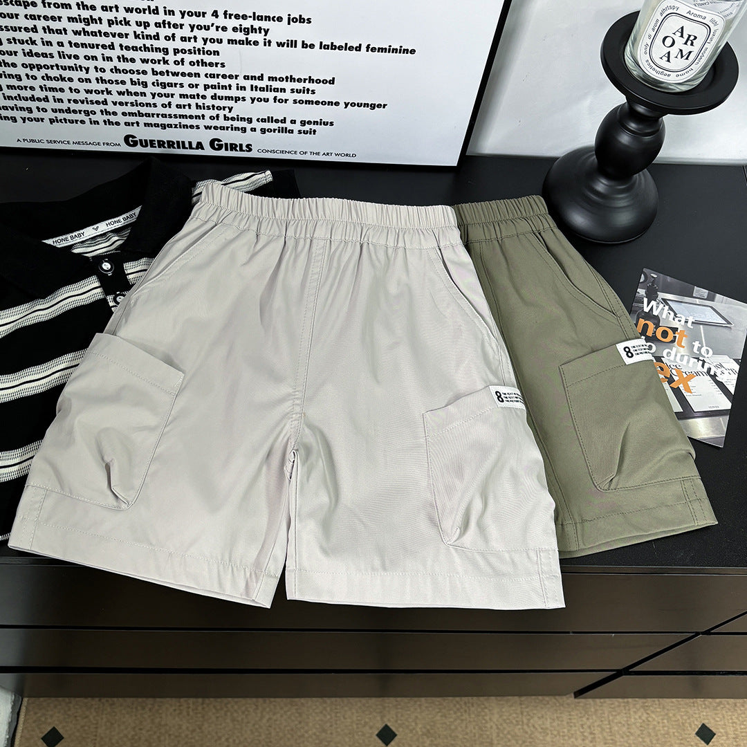 CD25050312夏季男童工裝短褲兒童帥氣五分褲男寶寶潮中大童薄款百搭短褲