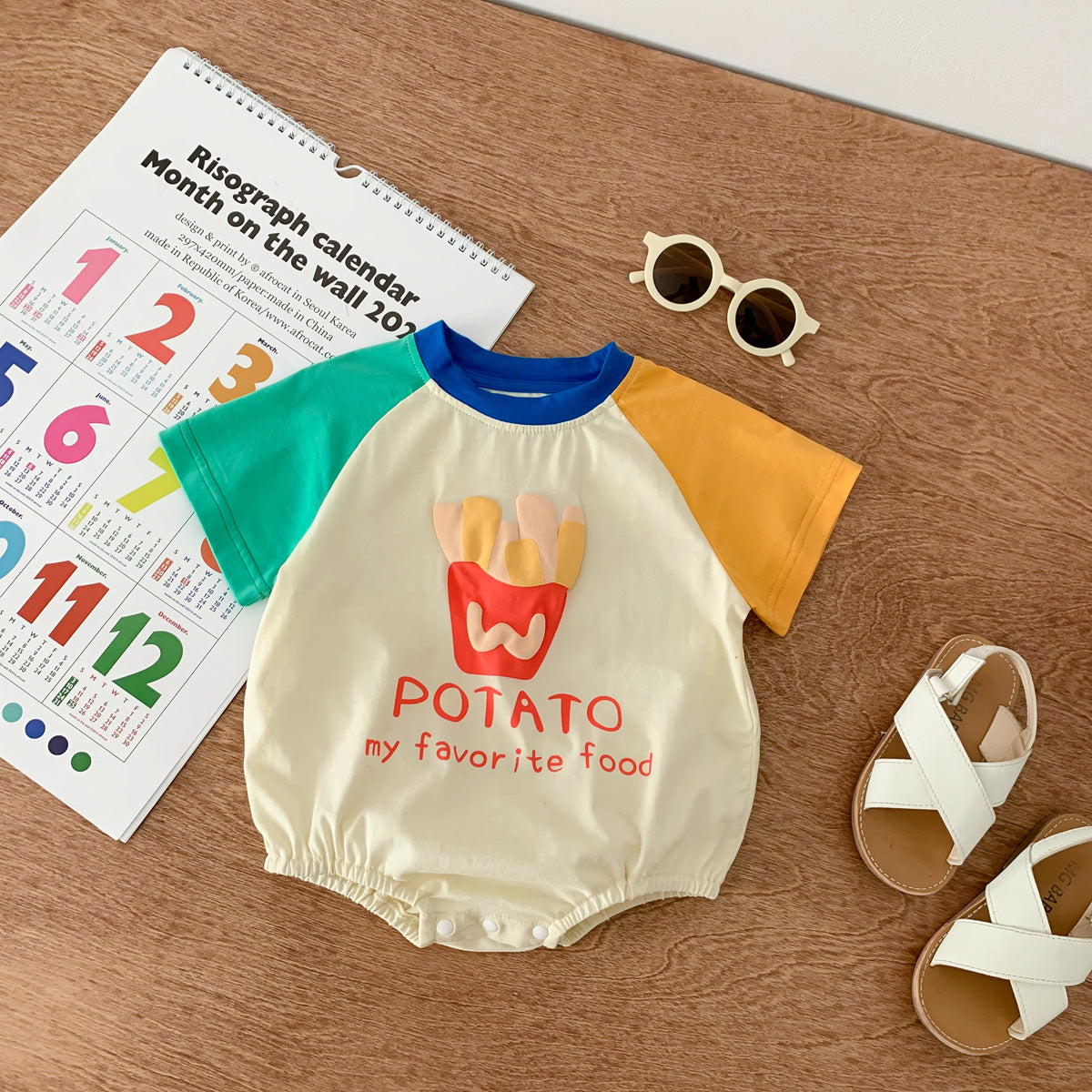 G23051606夏款韓版新生嬰兒拼色爬爬服