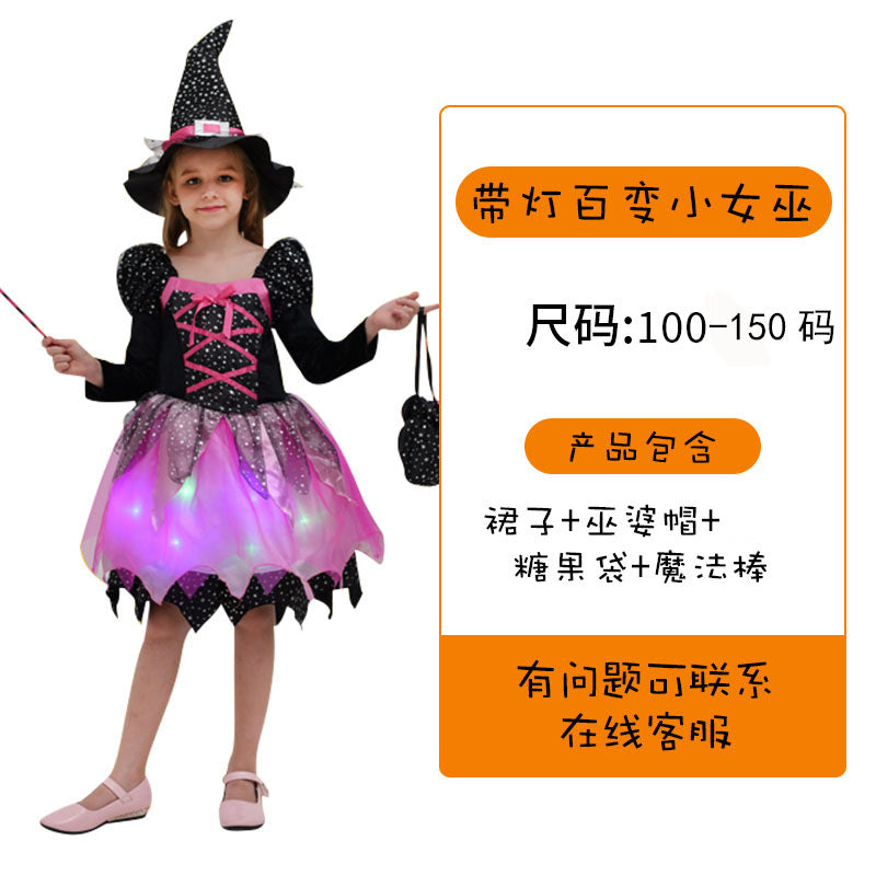 Z24081812萬聖節兒童服裝女童演出服cosplay女巫公主吸血鬼萬聖節表演服裝