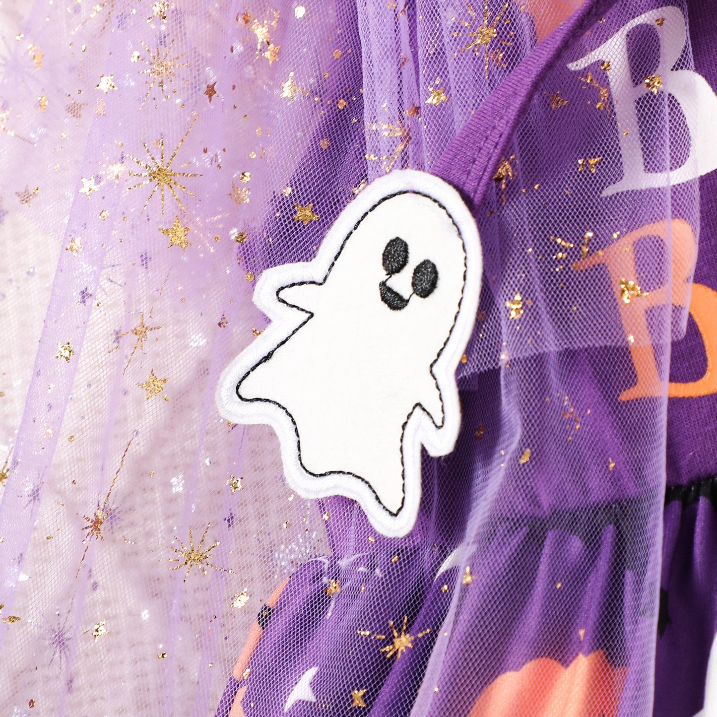 Z25091125萬聖節童裝2025新款女幼童南瓜印花背心裙星星網紗披風套裝