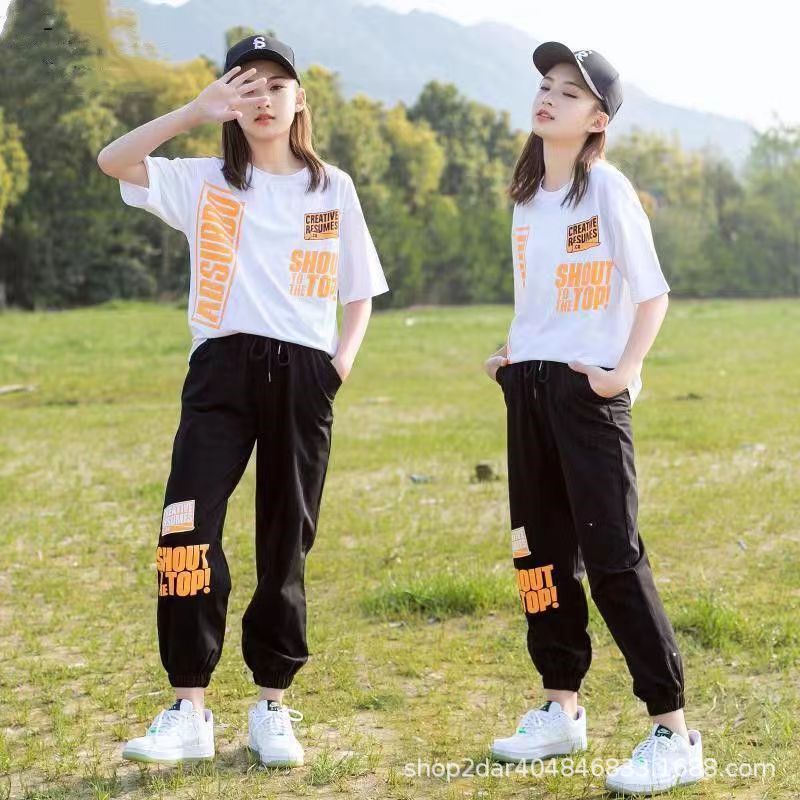 FG25053018女童夏裝2025新款短袖t卹夏款中大童洋氣時髦衣服兒童夏季套裝潮
