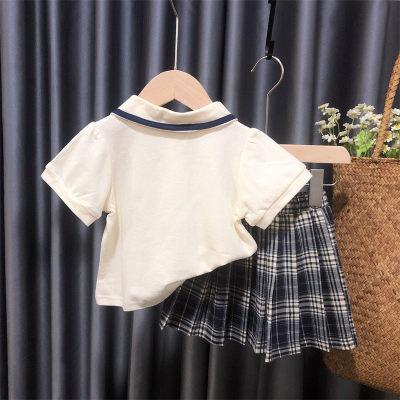 C23042504女童學院風連衣裙兒童2023新款夏季韓版polo衫裙
