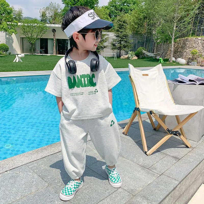 FB23072009男童夏裝套裝-新款兒童短袖夏季衣服潮帥氣網紅夏款兩件套