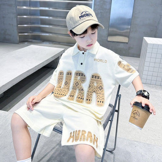 🎈精品童裝🎈FH25062708男童夏季潮牌POLO衫套裝2025新款中大兒童裝男孩洋氣時髦學生衣服