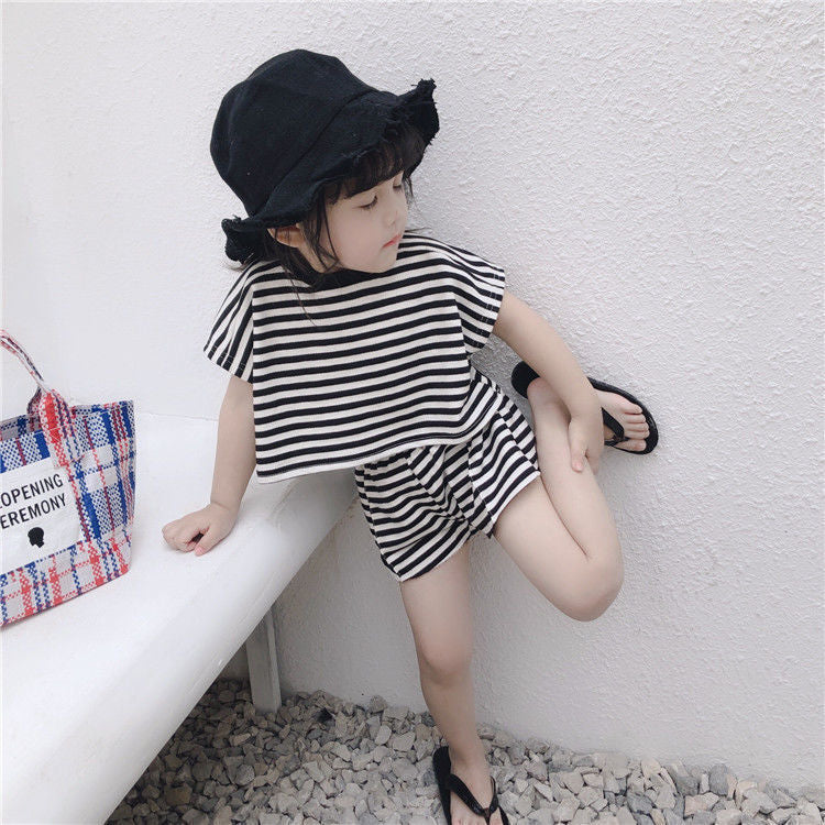 C23061607女童套裝夏季新款兒童韓版洋氣碎花兩件套女寶寶公主網紅潮
