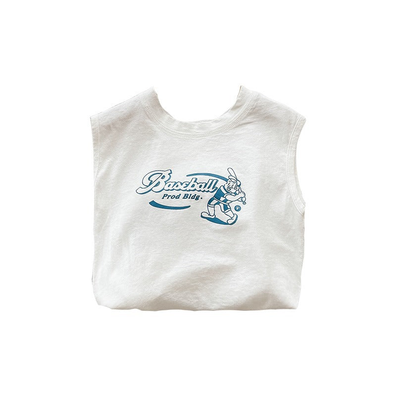 CA25052109炒雞好搭~夏日兒童背心無袖t恤男童純棉寬鬆寶寶薄款圓領套頭童裝