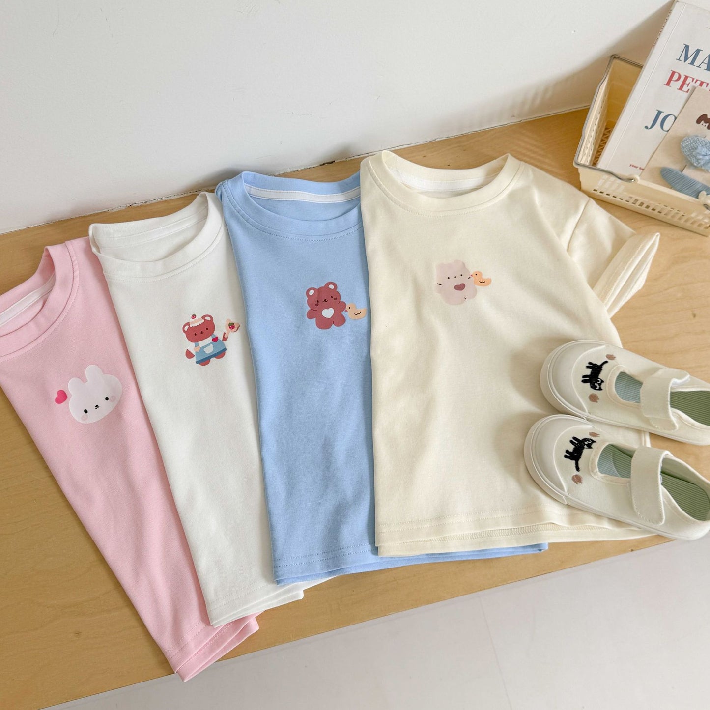 CA25052121童裝 寶寶短袖t恤女卡通寬鬆夏季新款兒童時尚上衣印花純棉潮