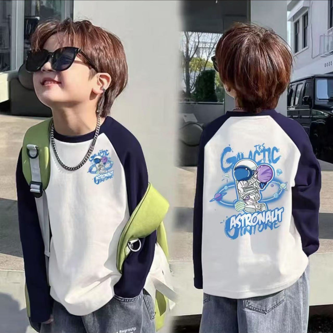 CE25091906男童長袖兒童T恤春秋裝新款大童春秋純棉打底成型帥氣上衣