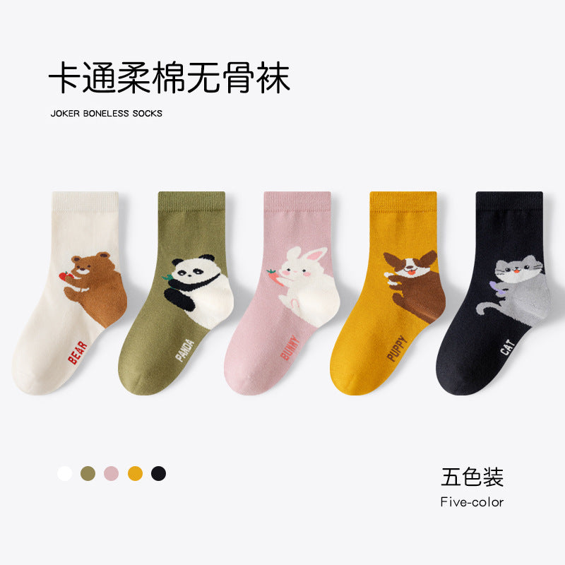 GI25073101兒童襪子卡通糖果色系女童秋冬新中筒襪女孩抗起毛球抗菌學生棉襪