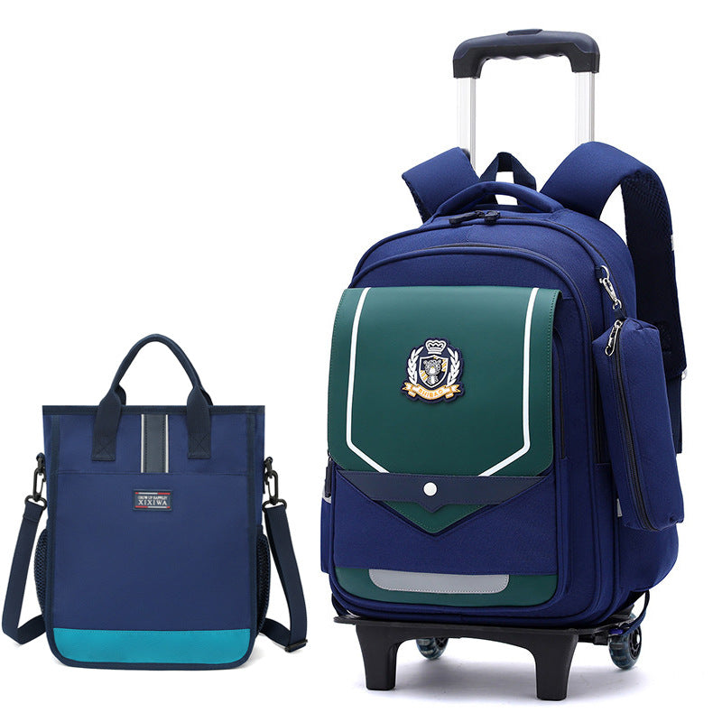 Z25022311兒童拉桿書包小學生防水女男拉桿式拖拉爬樓一二三到六年級大容量