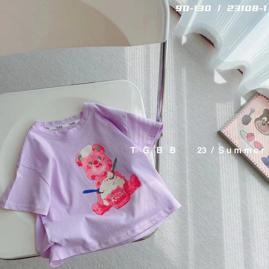 CA23072716夏季新款兒童短袖t卹棉男女童上衣百搭打底衫寶寶服裝批發潮