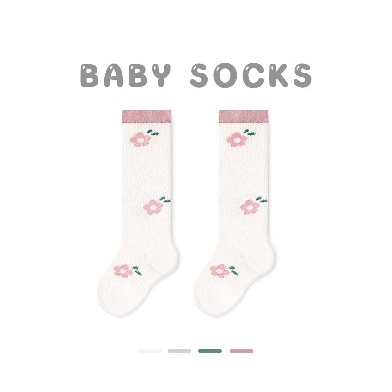 Z24032304寶寶襪子春夏網眼草莓中筒襪無骨精梳棉花邊寶寶襪子G365(2雙起批)