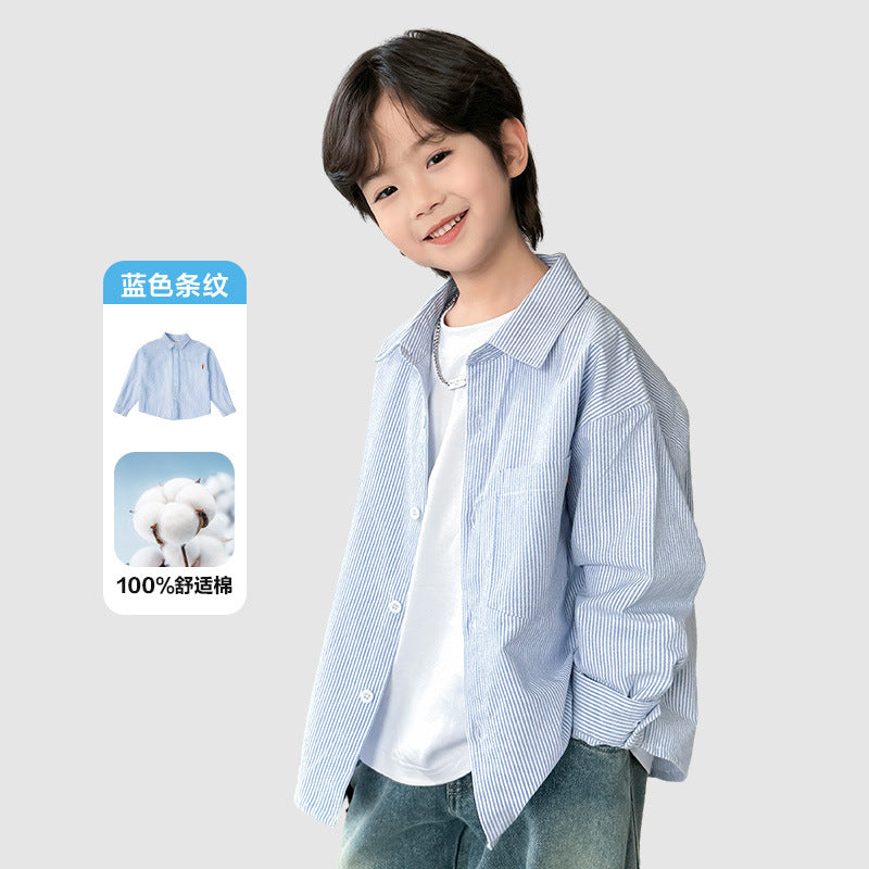 GJ25082715男童2025春秋季新款純棉長袖襯衫兒童韓版童裝衣服洋氣襯衣