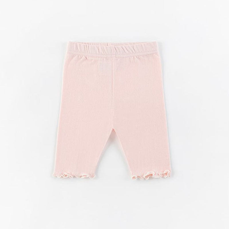 GB23080338 韓版ins嬰幼兒棉柔軟木耳邊打底褲女童寶寶夏季簡單潮搭五分褲