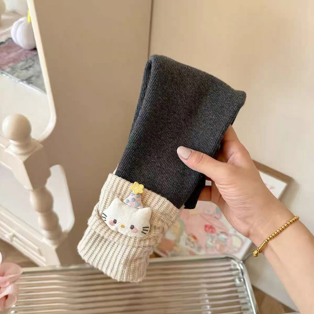 GL25122510女童加絨加厚緊身褲冬裝純棉女寶寶一體絨保暖褲兒童外穿長褲潮