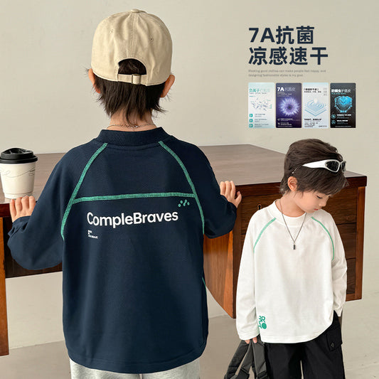 GJ25082702秋季新款男童7A抗菌長袖速乾T卹兒童運動衣童裝秋裝