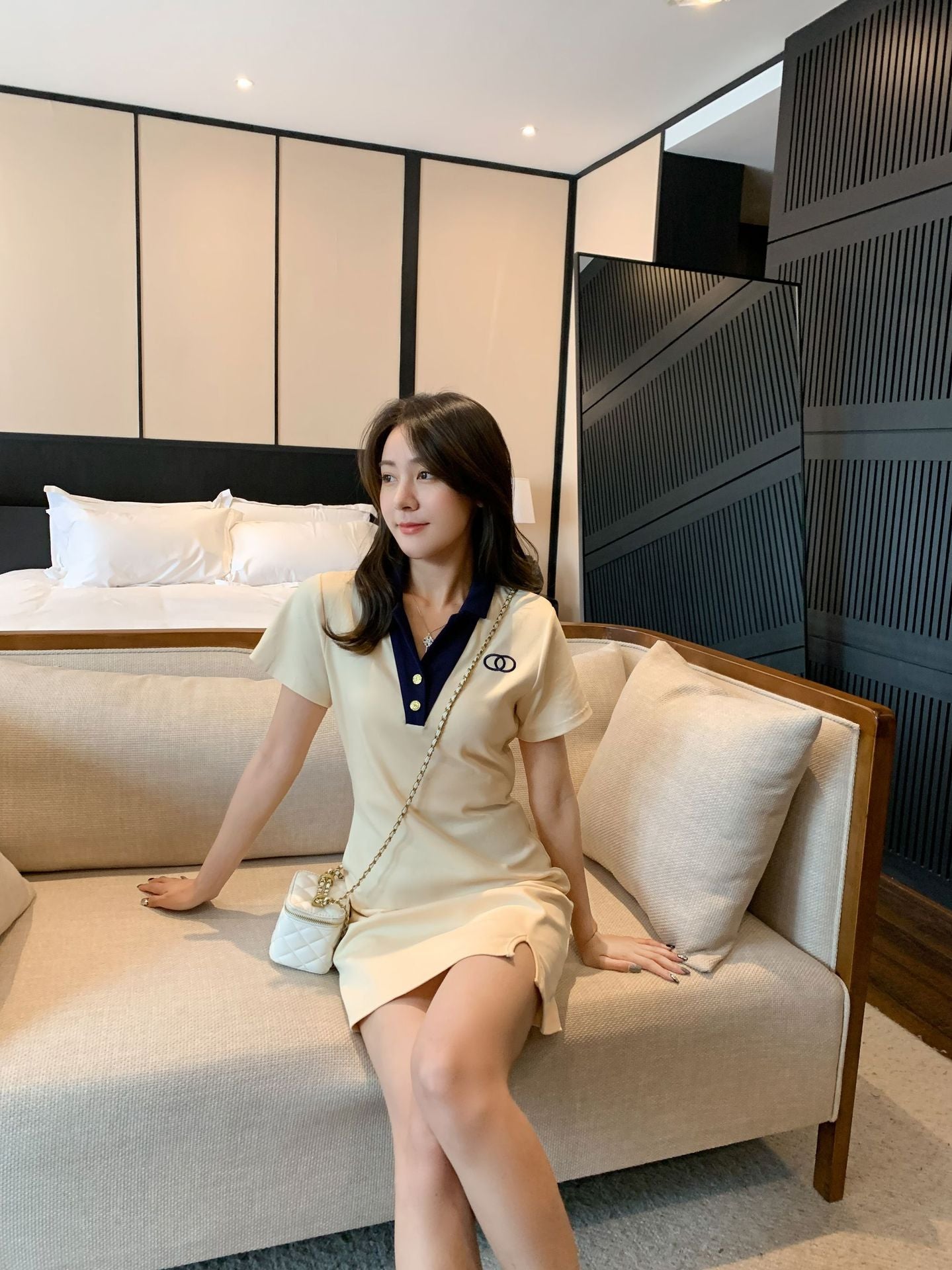 L23070619POLO衫連衣裙親子裝母女一家三口短袖四口-夏裝新款高端全家福