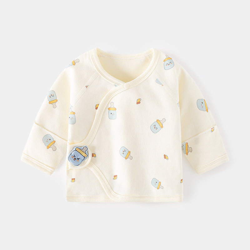 GJ25102124新生兒內褲無骨純棉春秋魔鬼氈半背睡衣滿月與尚服寶寶上衣