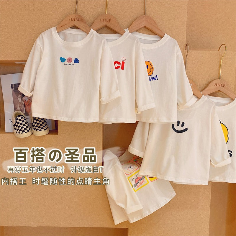 CA23101813秋裝新款女童長袖T恤多色卡通圓領純棉百搭洋氣打底衫衛衣潮