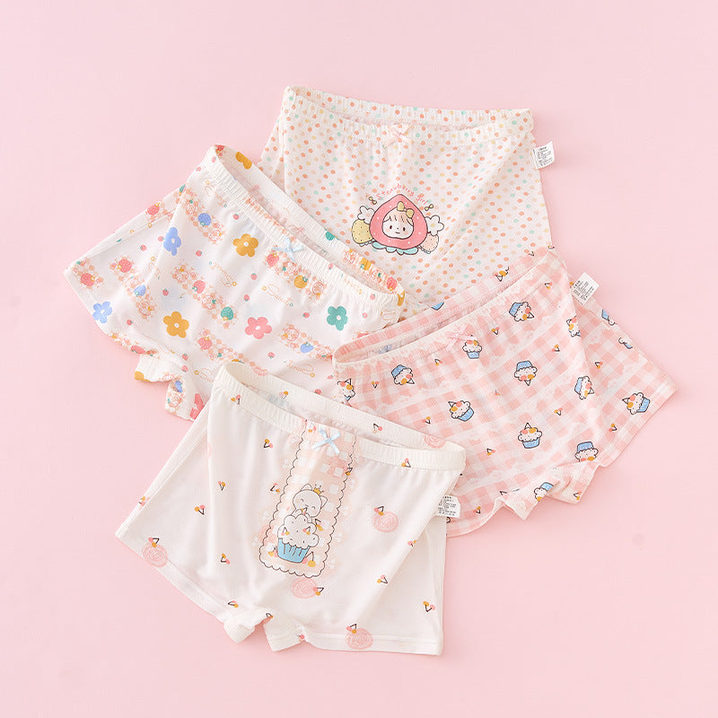 Z25040120女童莫代爾平角內褲兒童四角女寶寶短褲中大童小女孩冰絲夏季薄款