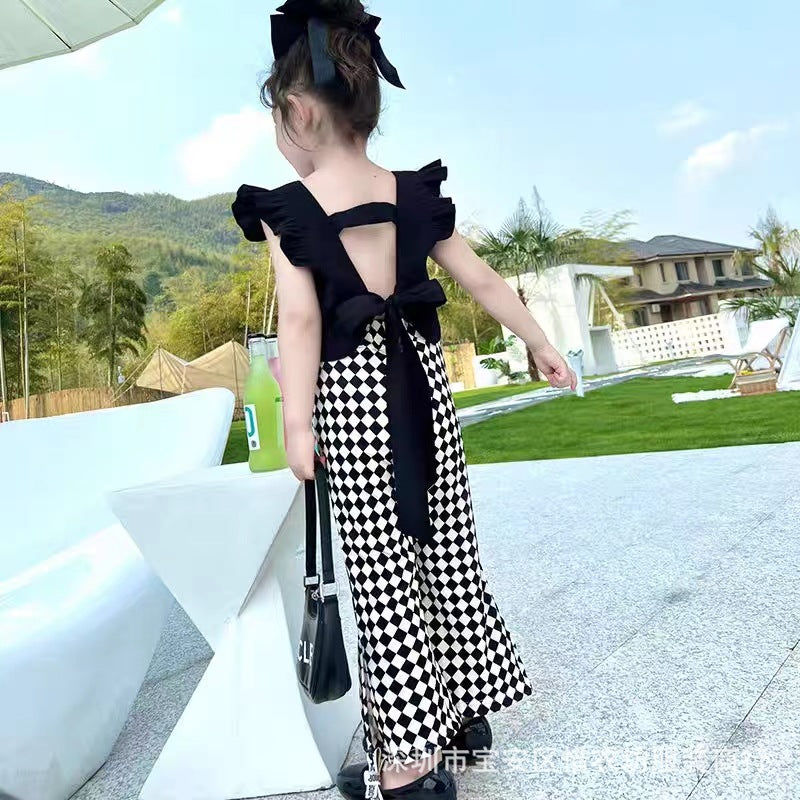 A25072301女童夏裝新款公主露背套裝女寶寶網紅兩件式