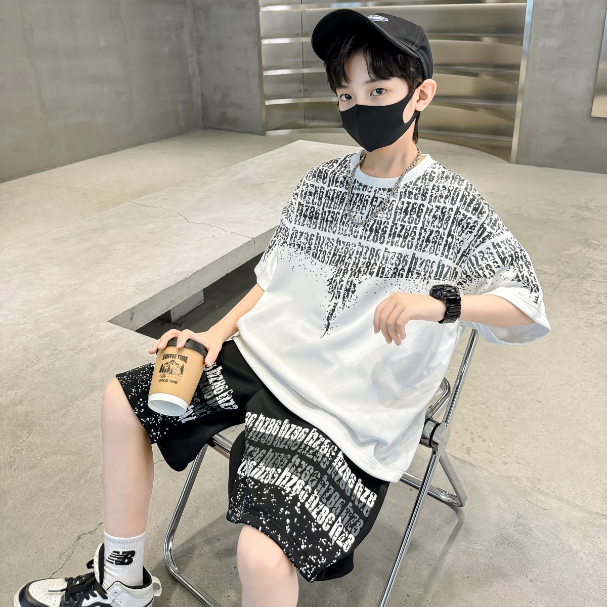 🎈精品童裝🎈FH25062702童裝兒童夏季痞帥短袖T卹套裝中大童夏天薄款兩件套夏裝
