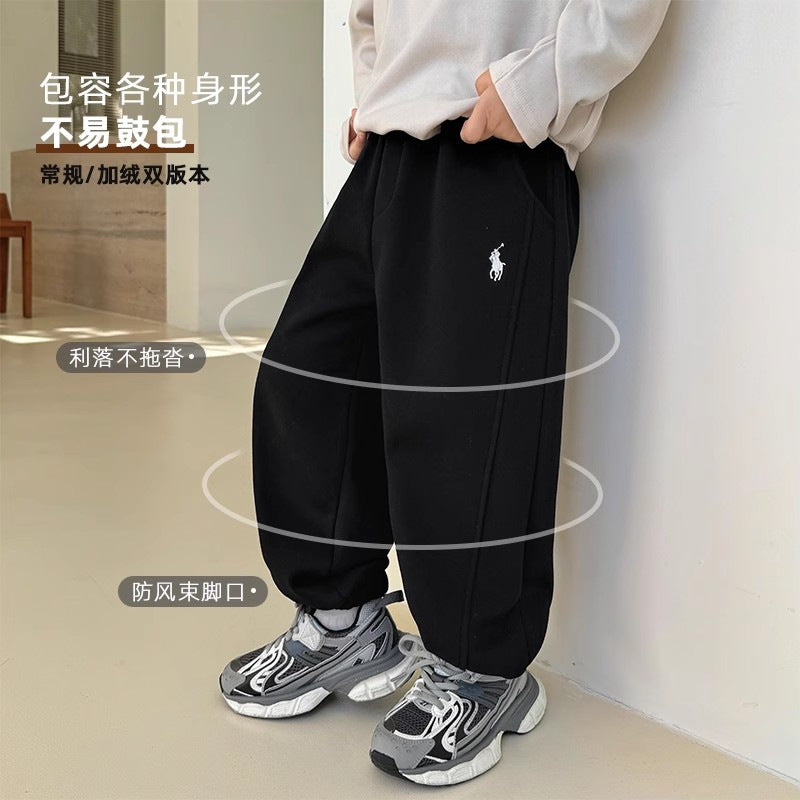 GJ25082717男孩潮牌秋裝運動褲2025春秋新款女童韓版童裝衛褲大童長褲