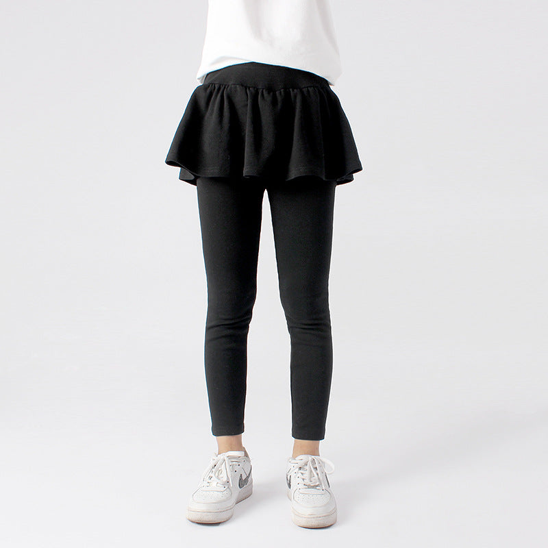 FI25101413童褲秋季韓版新款兒童緊身褲中大童純色緊身褲裙子褲女童褲子批發