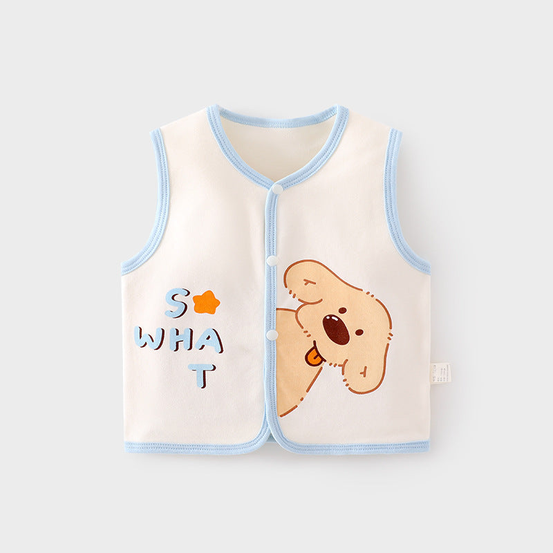 GJ25102114嬰兒護肚背心秋冬季寶寶雙層馬甲兒童坎肩馬夾新生兒純棉保暖上衣