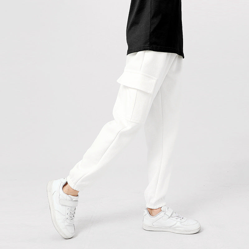 FI25101415秋季童褲韓版新款男童休閒褲中大純童運動色工裝褲女童褲子批發