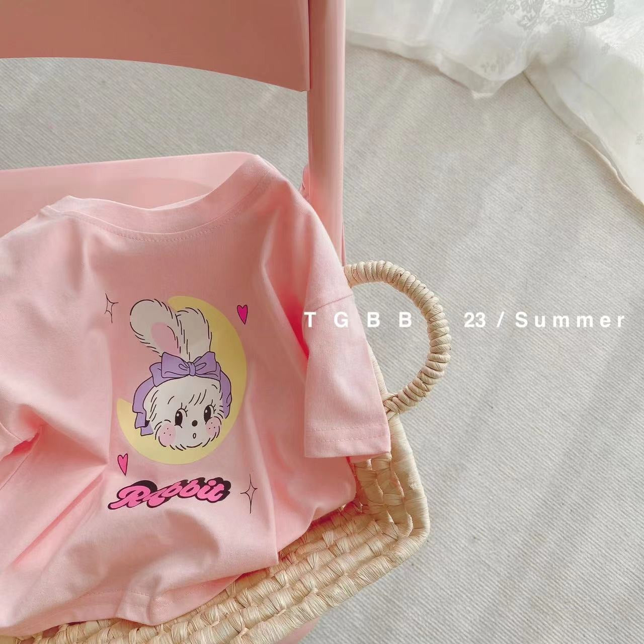 CA23072716夏季新款兒童短袖t卹棉男女童上衣百搭打底衫寶寶服裝批發潮
