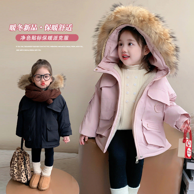 Z25010107兒童冬季棉服2024新款冬裝棉衣女童洋氣加厚加絨保暖派哥倫比亞潮
