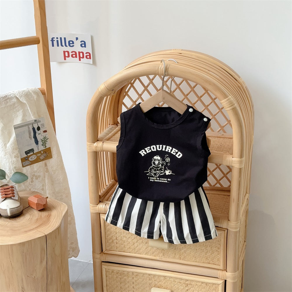 GH25070704韓國童裝2024夏季新款1-3歲男寶寶無袖套裝薄型a類外出服兩件套(熱銷商品—庫存不多僅上架批發2周)