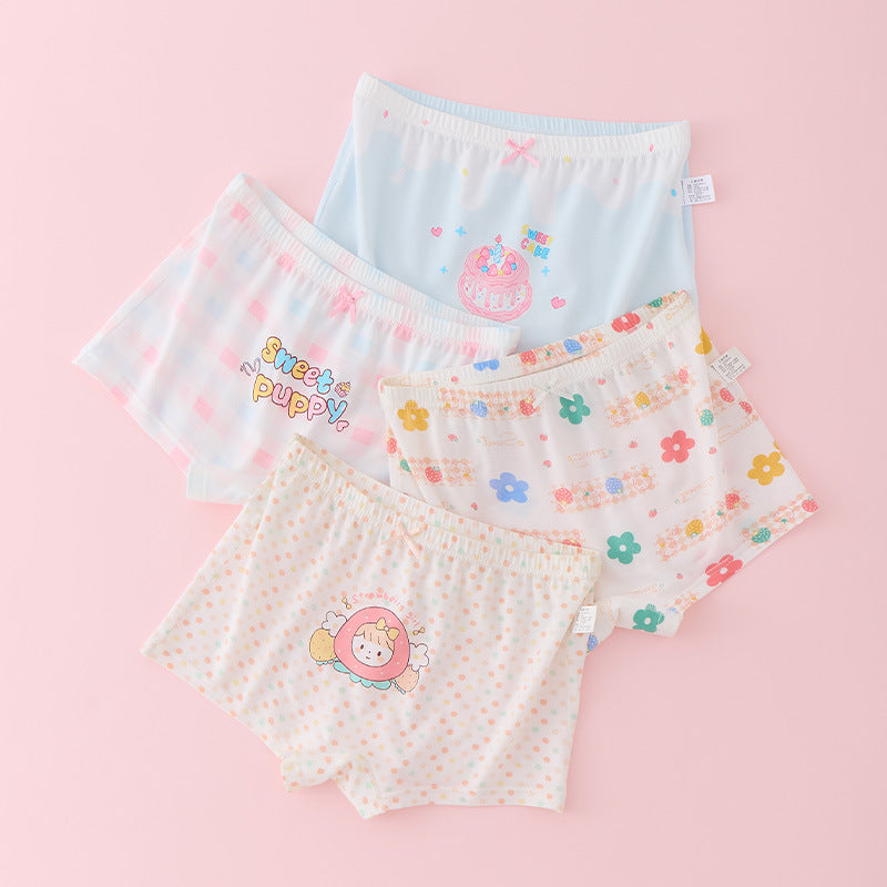 Z25040120女童莫代爾平角內褲兒童四角女寶寶短褲中大童小女孩冰絲夏季薄款